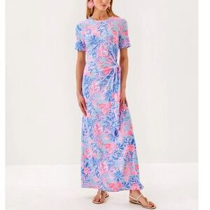 Lilly Pulitzer Chace Maxi Dress Multi Elephant Splash Size XS